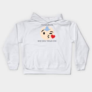 Aang Kissing Face Emoji "I'd rather kiss you than die" Kids Hoodie